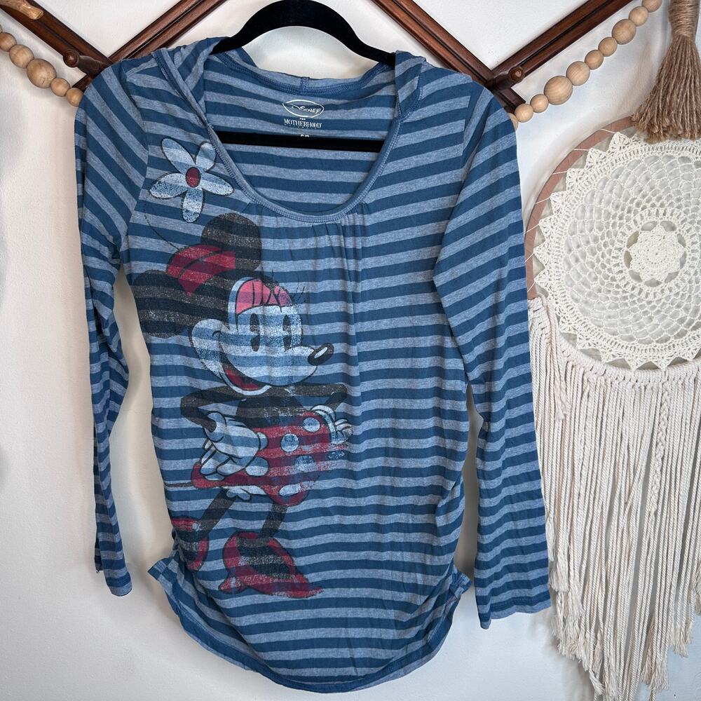 DIsney x Motherhood Maternity Minnie Stripe Long Sleeve Hooded T